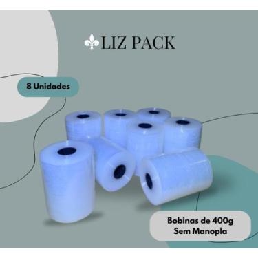 Imagem de Filme Stretch, Kit 8 Bobinas de 10 cm. Uso facil, com 400 g cada, 400 