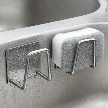 Imagem de Porta Esponja Pia Gancho Cozinha Aço Inox Bucha Banheiro Multifunciona