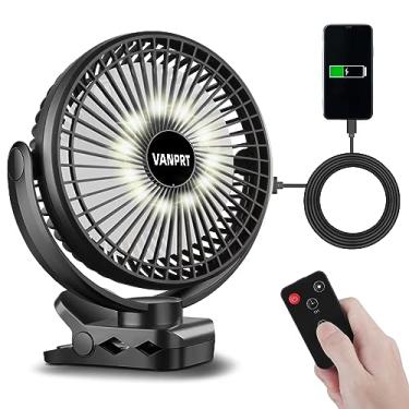 Imagem de VANPRT Ventilador de clipe de barraca portátil recarregável de 20 cm com controle remoto, ventilador de acampamento de 10.0000 mAh, 3 velocidades, tempo de funcionamento máximo de 40 horas, com luz