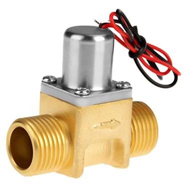 Imagem de Chazcool Válvula solenoide CC 4,5 V, válvula de água de 1/2 rosca, válvula solenoide de economia de energia para ambiente de fonte de alimentação de bateria, economia de eletricidade e economia de