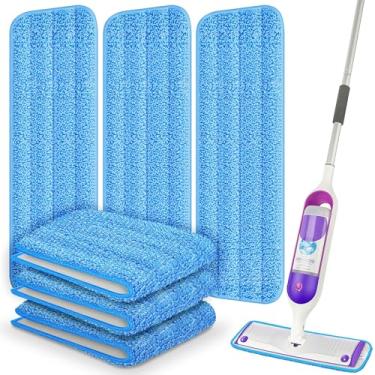 Imagem de Pacote com 6 almofadas de esfregão reutilizáveis compatíveis com Swiffer PowerMop, refil de esfregão de microfibra de 33 a 38 cm, refis laváveis na máquina, adequadas para todos os tipos de piso