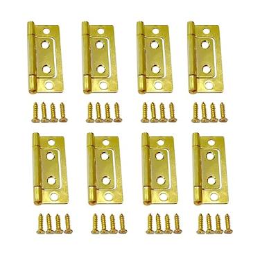 Imagem de QCAA Dobradiça de aço durável sem encaixe, para móveis de peito, caixa e armário vintage, 5 x 2,3 cm, latão, pacote com 8, feito em Taiwan