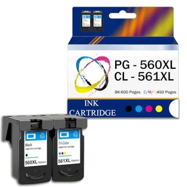 Imagem de Cartuchos de tinta de substituição PG-560XL CL-561XL compatíveis com Canon 560XL 561XL pacote combinado de tinta, funciona para impressoras Canon PIXMA TS5350 TS5351 TS5352 TS5353 TS7450 TS7451, 4