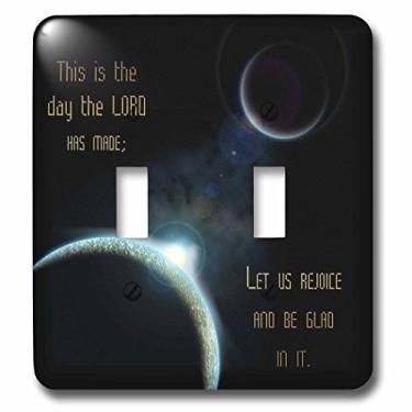 Imagem de 3dRose lsp_99100_2 Um Sol Anunciando um Novo Amanhecer sobre um Sistema Solar com o Salmo da Bíblia 118 Verso 24 Interruptor de Interruptor Duplo Multicolorido