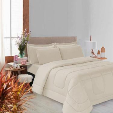 Imagem de Kit Edredom Soft Casal Queen Toque Suave Bege Casa Dona, 5 PEçAS