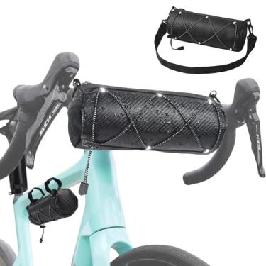 Imagem de Bolsa de guidão de bicicleta à prova d'água – Bolsa de rolo com moldura frontal de 2 L com alça de ombro, acessórios profissionais de viagem para ciclismo de estrada, armazenamento multifuncional,
