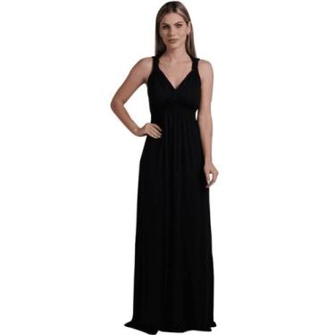 Imagem de Vestido Longo Para Gestante E Amamentação Com Busto Ajustável - Preto 