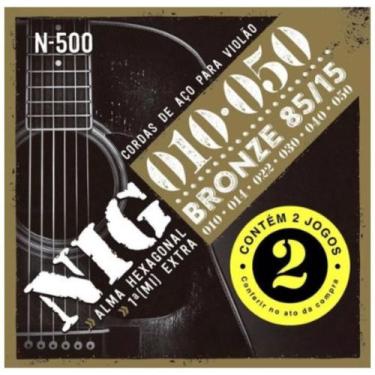 Imagem de Encordoamento Violão Aço Bronze Nig N500 Kit 2 jogos .010 - Rouxinol