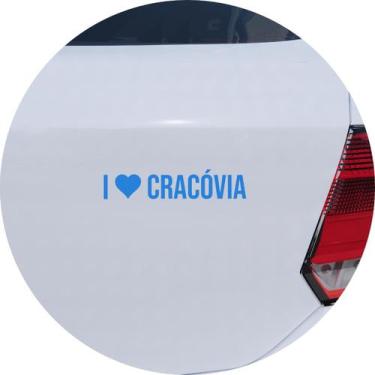Imagem de Adesivo de Carro Eu Amo Cracóvia - I Love Cracóvia - Cor Azul Claro - 