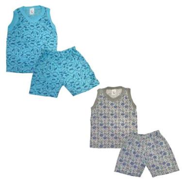 Imagem de Kit 2 Pijama Regata Menino Malha 100% Algodão Estampado - Mundo dos Ba
