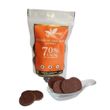 Imagem de Chocolate 70% s/leite cacau 120g (vegano, em formato de moedas)- Cacau