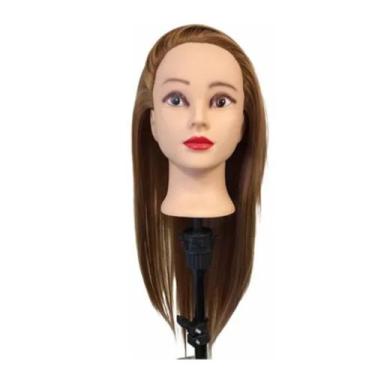 Imagem de Cabeça De Boneca Manequim Loiro Cabelo 65 Cm Com Suporte - A.R Varieda