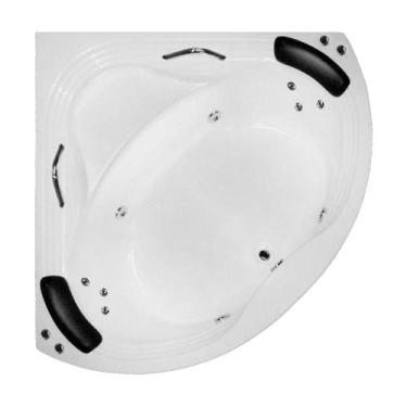 Imagem de Banheira de Canto Angulo COMPLETA com hidro - LineaPlas, 1,35X1,35X0,4