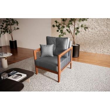 Imagem de Poltrona Paris Corda nautica luxury  linho Grafite com almofadas - Ide