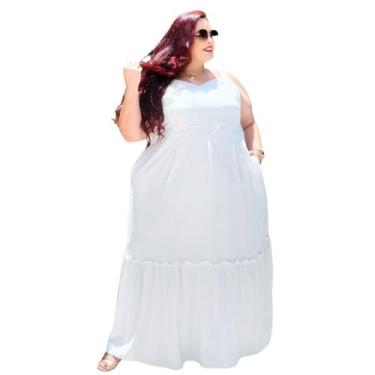 Imagem de Vestido feminino longo de alças largas com elastico todo forrado e bol