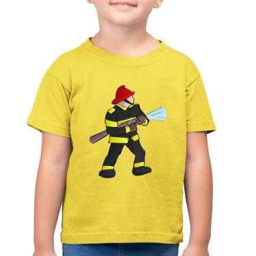Imagem de Camiseta Algodão Infantil Bombeiro - Foca na Moda, Amarelo canário, 6