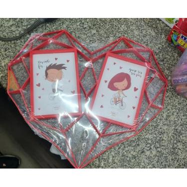 Imagem de Porta retrato coração  2 fotos 10x15cm - Wellmix 