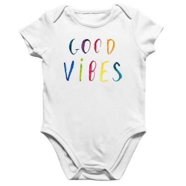 Imagem de Body Bebê Algodão Good Vibes Cores - Foca na Moda, Branco, M