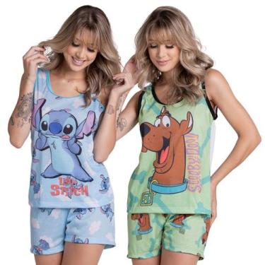 Imagem de Kit 10 Pijamas Feminino Curto Vekyo Modas Baby Doll Regata e Short Est