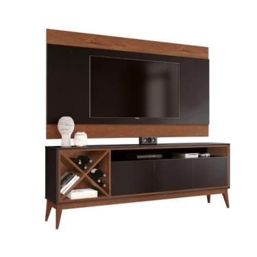 Imagem de Rack + Painel MERL Modelo Retrô com Pés em Madeira Maciça para TV Até 