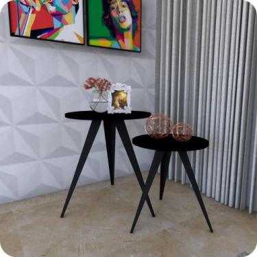 Imagem de 2 Mesinhas Lateral De Canto Para Sala e Quarto Redonda P.P - CromoShop