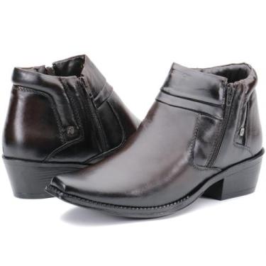 Imagem de Bota Masculina em Couro Country Bico fino de Zíper - Kéffor, Café, 39