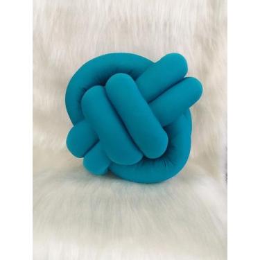 Imagem de Almofada Decorativa Nó Escandinavo para Sofá e Sala Azul - CasaHome