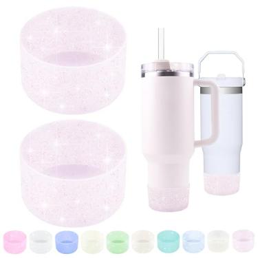 Imagem de WORBSS Capa de silicone roxa com glitter para Stanley 590 ml, 850 g, 1,134 g, acessórios para Hydro Flask de 350 a 680 g e mais Protetor de garrafa de água de boca larga para melhor presente