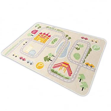 Imagem de Tapete infantil tapete para brincar para carros e trem de brinquedo, tapete de área de jogo com suporte de borracha, tapete divertido, presente ideal para crianças quarto de bebê sala de jogos (80 × 120 cm/32 × 47 pol)