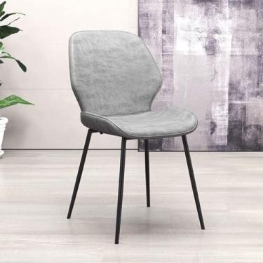Imagem de Cadeira de jantar e cozinha – pernas de metal + assento de couro, cadeiras de convidados de clube de sala de estar [12 cores], cinza claro, pernas pretas
