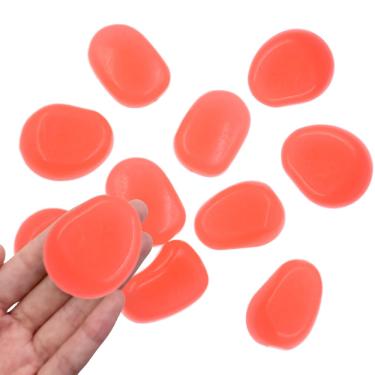 Imagem de QTTLLI 10 peças 4,5 cm pedras grandes que brilham no escuro pedras decorativas para jardim caminho passarela quintal aquário de peixes, laranja