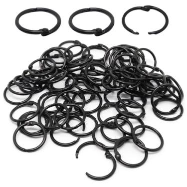 Imagem de Sydien Anéis de fichário de 1,9 cm, pacote com 100, anéis de fichário preto, anéis para papel, anéis de metal para fichas, anéis de livro, anéis de cartão de índice para escritório escolar