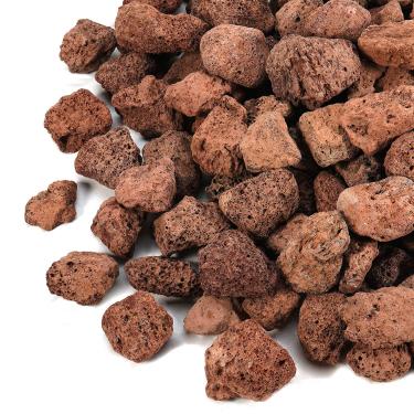 Imagem de GasSaf Pedras vulcânicas vermelhas de 4,5 kg para fogueira, lareira, mesas de fogo a gás, conjunto de troncos de gás, rochas decorativas de paisagismo para ambientes internos e externos (0,8-1,2