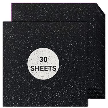 Imagem de Bonmiy Cartolina com Glitter Preto 12 X 12, Papel para Cricut, Cartolina Grossa para Fazer Cartões, Scrapbooking, Artesanato (250 Gsm 30 Folhas)