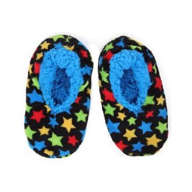 Imagem de MeMoi Pantufas infantis antiderrapantes forradas com sherpa céu estrelado, Preto, M