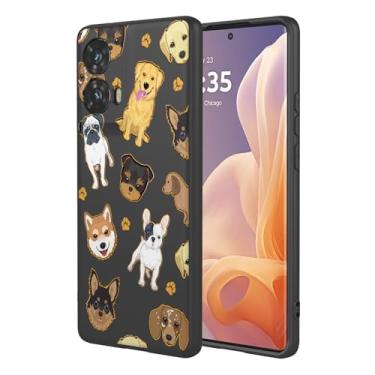 Imagem de HTXWXJC Capa de telefone para Moto G85, Motorola G85 XT2427-3 capa à prova de choque flexível bumper TPU capa macia padrão cão capa de telefone para Motorola Moto G85 cachorro preto