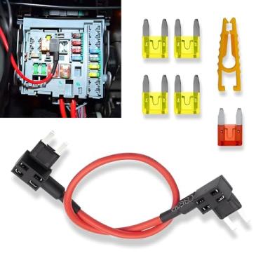 Imagem de getfay Kit de cabo de desvio de relé de bomba de combustível para carro, adaptador de fusível padrão, fio 14 AWG/cabo de desvio TIPM de 20 Amp e extrator, compatível com Dodge Jeep Chrysler Volkswagen