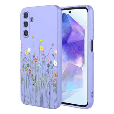 Imagem de HTXWXJC Capa de telefone para Galaxy A55, capa para Samsung A55 SM-A556 à prova de choque flexível bumper TPU capa macia padrão flor capa para telefone para Samsung Galaxy A55 flor roxa