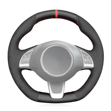 Imagem de MEWANT Capa de volante de carro de couro PU + camurça costurada à mão para Fiat Abarth 500 500C 2013-2017