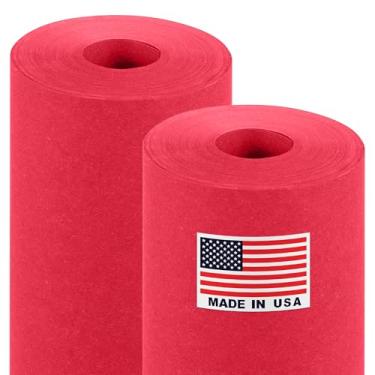 Imagem de Paclord Rolo de papel kraft de Natal vermelho de 45,7 cm x 3048 cm (pacote econômico com 2), espessura de 20,4 kg, feito nos EUA, papel kraft colorido para escola, papel kraft de boletim - inodoro,