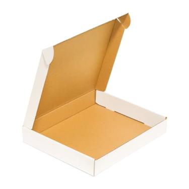 Imagem de YUNSY-BOX 50 pacotes de caixa de transporte pequena, 13x11x2'', mala postal ondulada, caixa de papelão, branca, para pequenas empresas