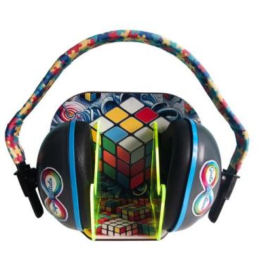 Imagem de Abafador de Ruido para Autistas 18 DB com suporte Cubo Mágico Fluoresc