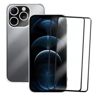 Imagem de Capa Capinha Anti Impacto e 2 Películas Vidro 3D Compatível iPhone 12 Pro Max, Transparente Com Proteção de Câmera