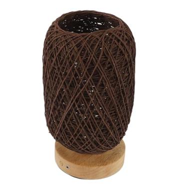 Imagem de Lâmpada de Mesa Rattan Wood Stepl Escurecível Luz Quente Vintage Led Toque Controle Ao Lado de Lâmpada para Quarto de Quarto Traz Adicione o e Quanto Mais Escurecimento Functio