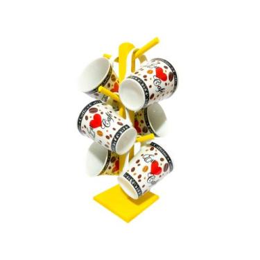 Imagem de Kit Suporte Madeira mdf - 06 Unidades De Xicaras Cha 240ml caneca mode