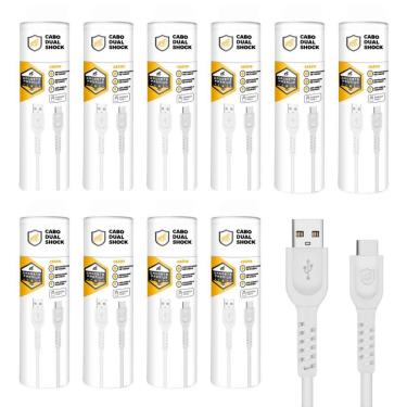 Imagem de Cabo Dual Shock Tipo C / USB A - Branco - 1,2m - no Atacado - Caixa Fechada 10 Unidades - Gshield