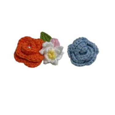 Imagem de Wtanrion Vintage fio trançado crochê rosa flor broche clipe feminino vestido decoração, Small, Acrilonitrila butadieno estireno Ferro, Pérola