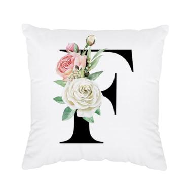 Imagem de Fronhas com inicial 45,7 x 45,7 cm - capa de almofada monograma, capa de almofada com monograma F, fronha de almofada personalizada para mulheres, presentes iniciais F para
