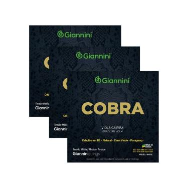 Imagem de Kit 3 Encordoamento Viola Caipira Giannini Cobra GESVNM Aço Nickel Médio