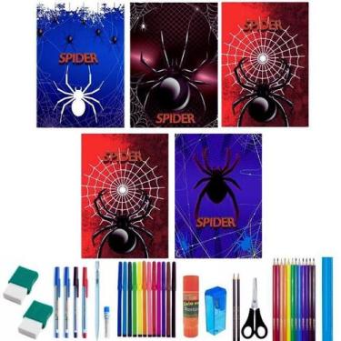 Imagem de Kit 6 Caderno Aranha Brochurão Capa Dura 96 Folhas 38 Itens - Maxima c